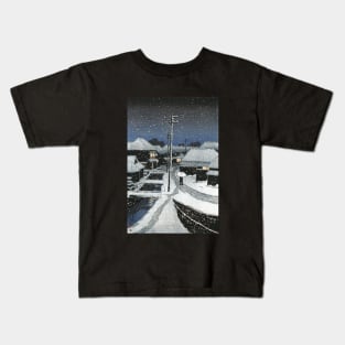 Evening Snow at Terajima Village by Kawase Hasui Kids T-Shirt